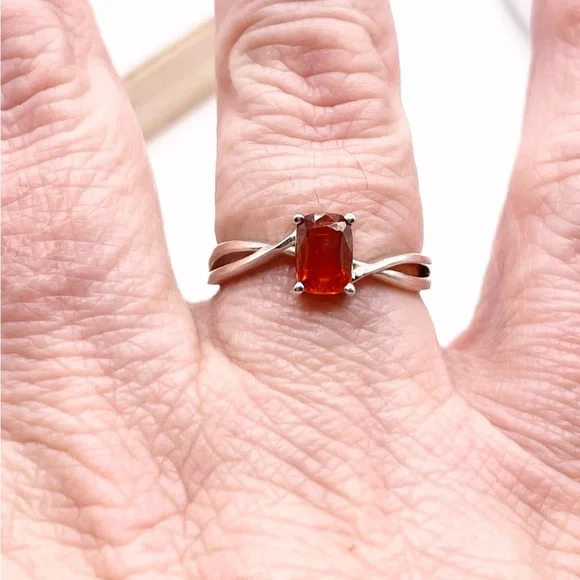 Size 9 Orange Kyanite 925 Sterling Silver Ring - Picture 5 of 7